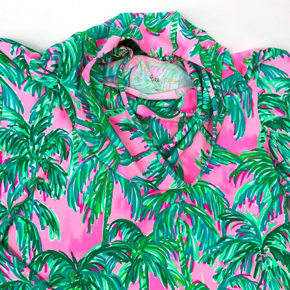 New Lilly Pulitzer Lilshield Palm Tree UPF 50+ Cowlneck Top Sz M - Picture 14 of 16